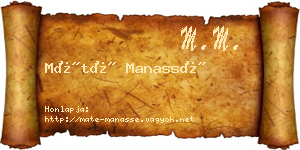 Máté Manassé névjegykártya